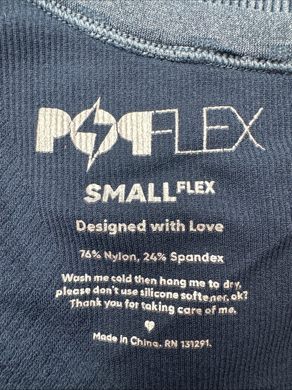 POPFLEX Blue Ribbed Tank Top - Picture 4 of 8